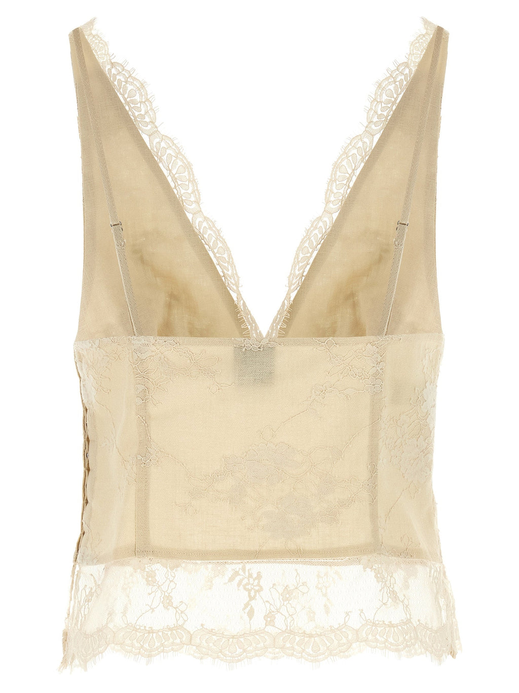 PINKO Beige Linen Tank Tops