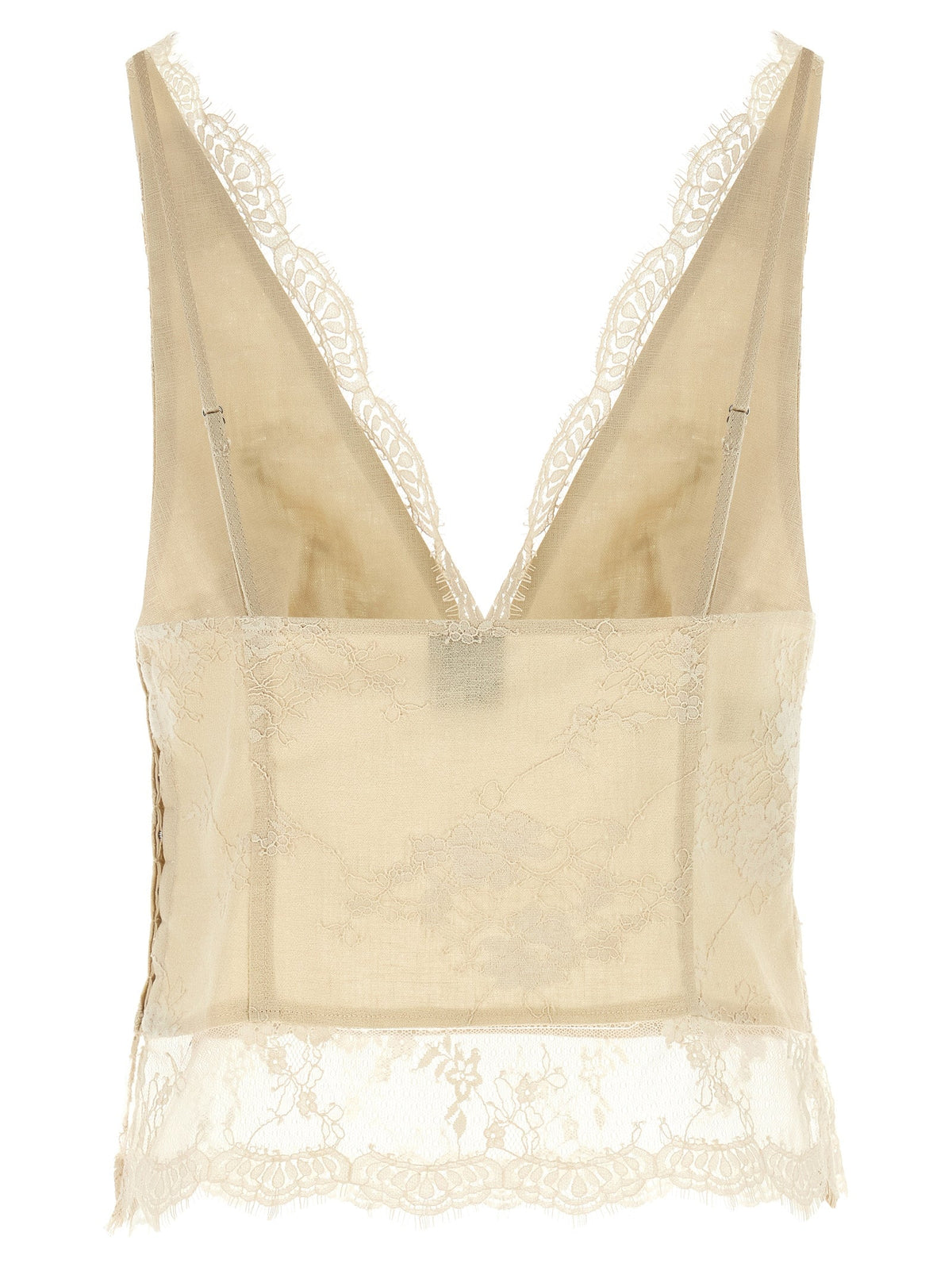 PINKO Beige Linen Tank Tops