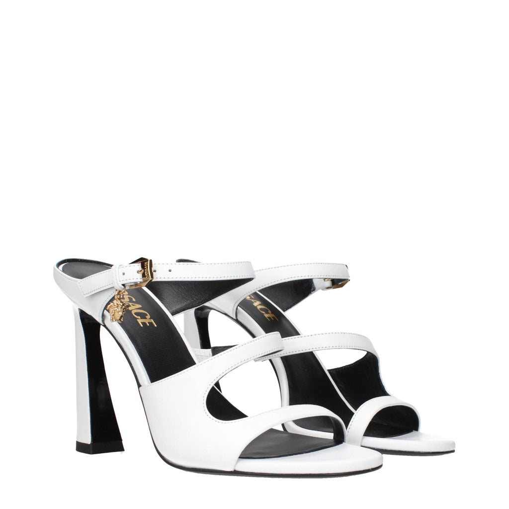 Versace White Leather Stiletto Heel Sandals