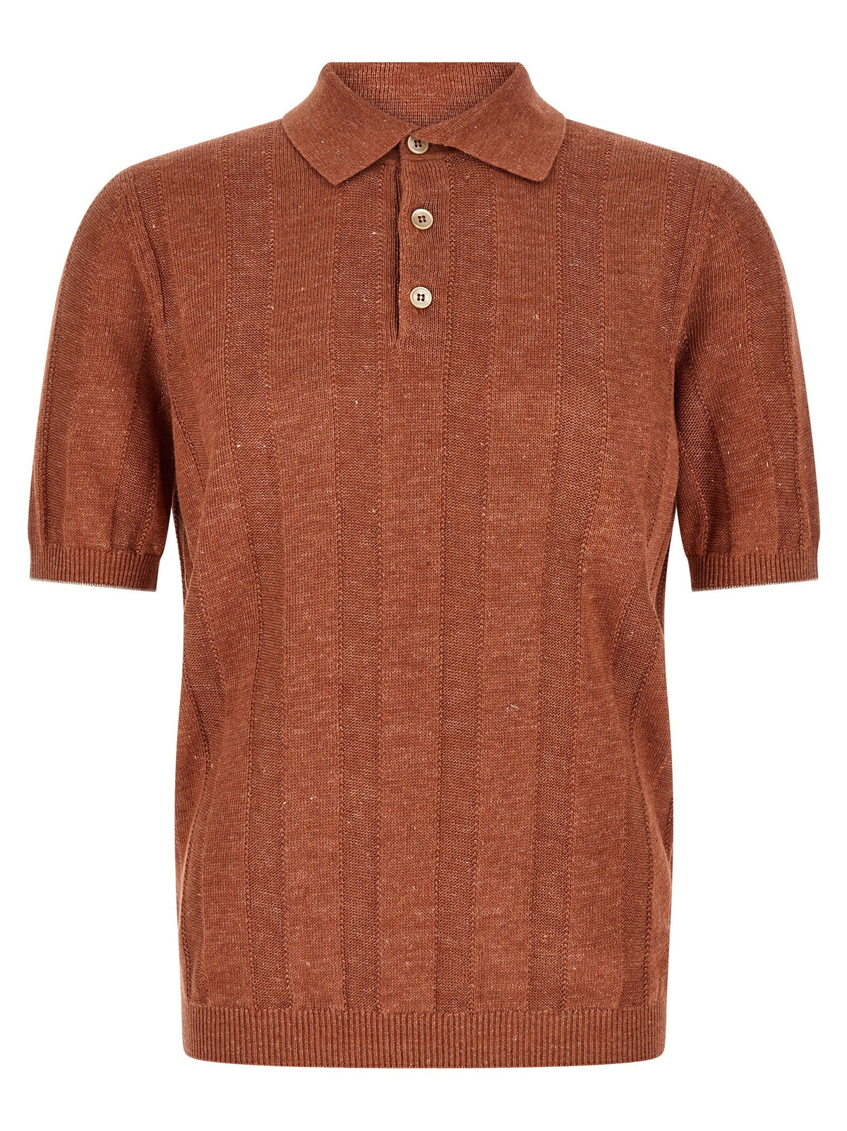 Brunello Cucinelli Orange Linen Polo Shirt