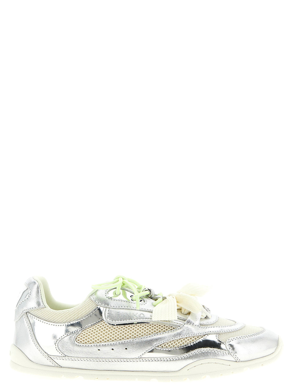 PINKO Silver Leather Athletic Sneakers