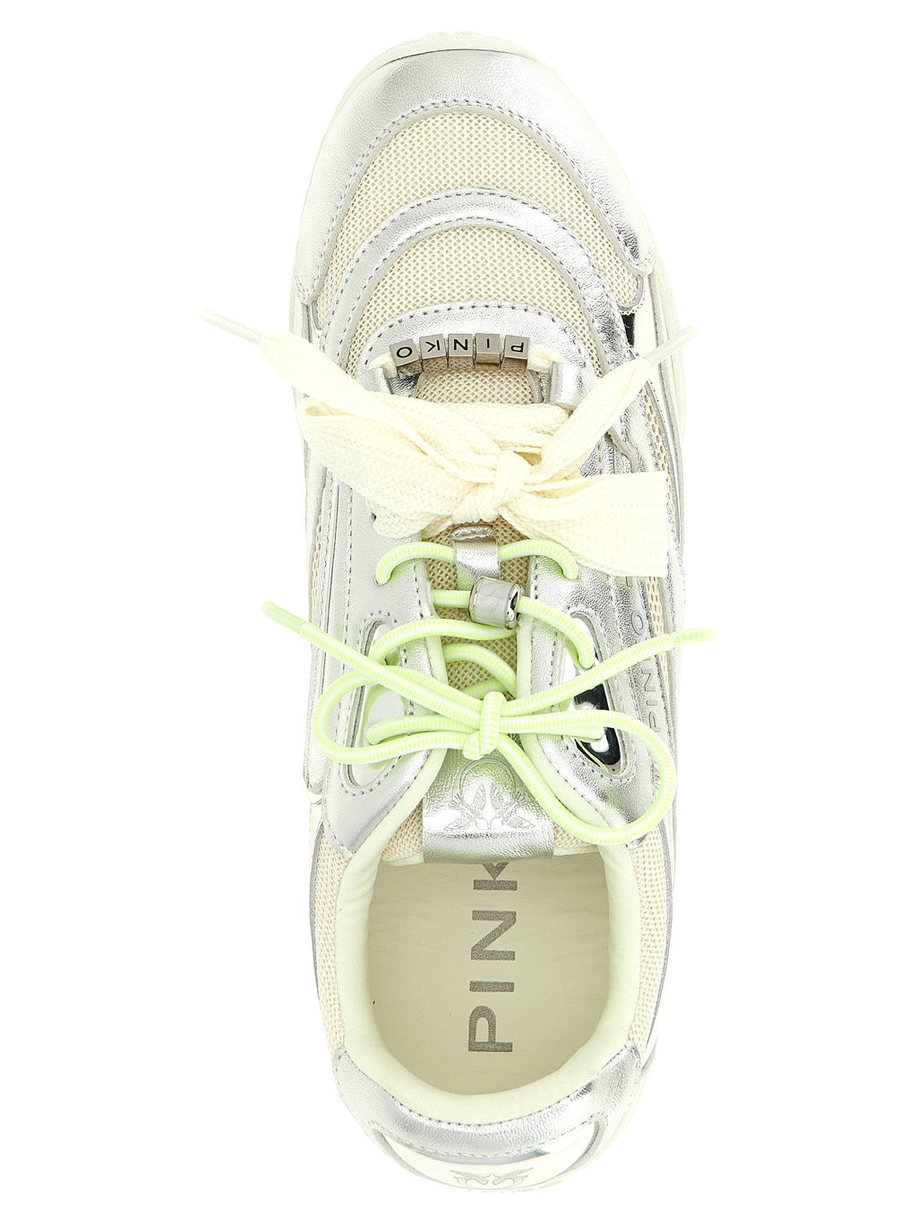 PINKO Silver Leather Athletic Sneakers