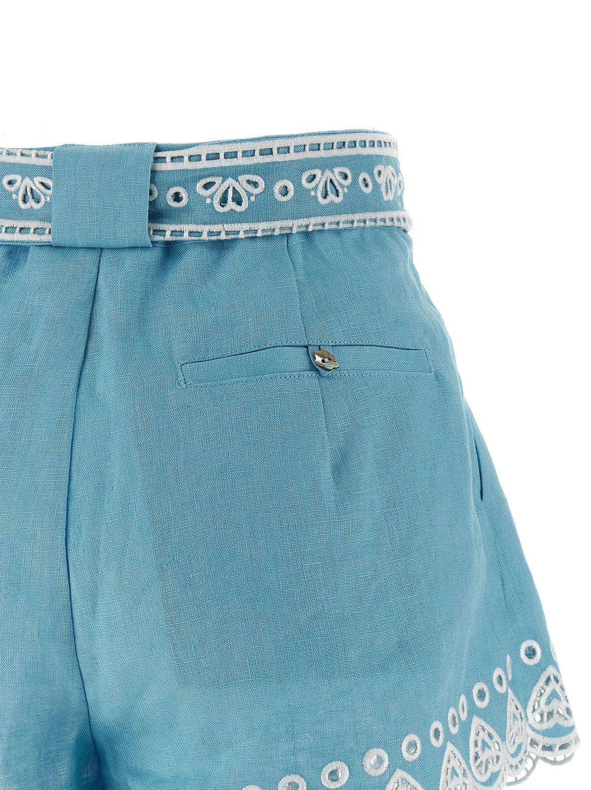 FARM RIO Blue Linen Bermuda Shorts