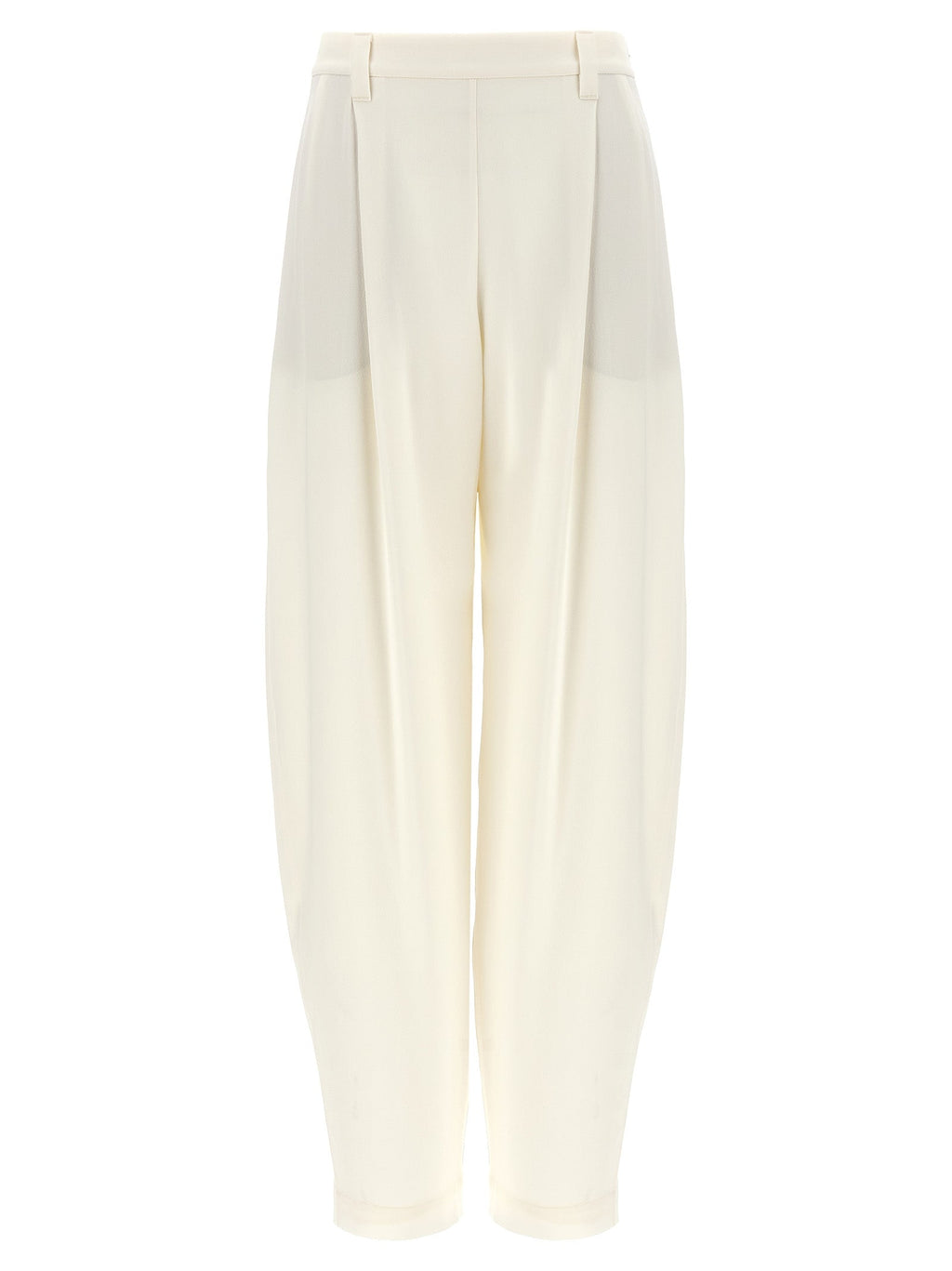 Brunello Cucinelli White Silk Casual Pants