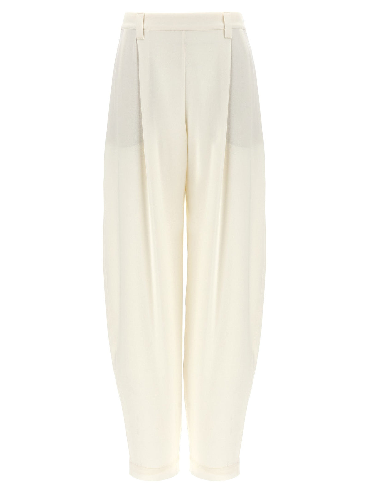 Brunello Cucinelli White Silk Casual Pants