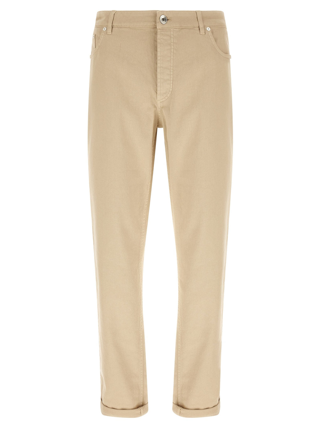 Brunello Cucinelli Beige Cotton Tapered Jeans