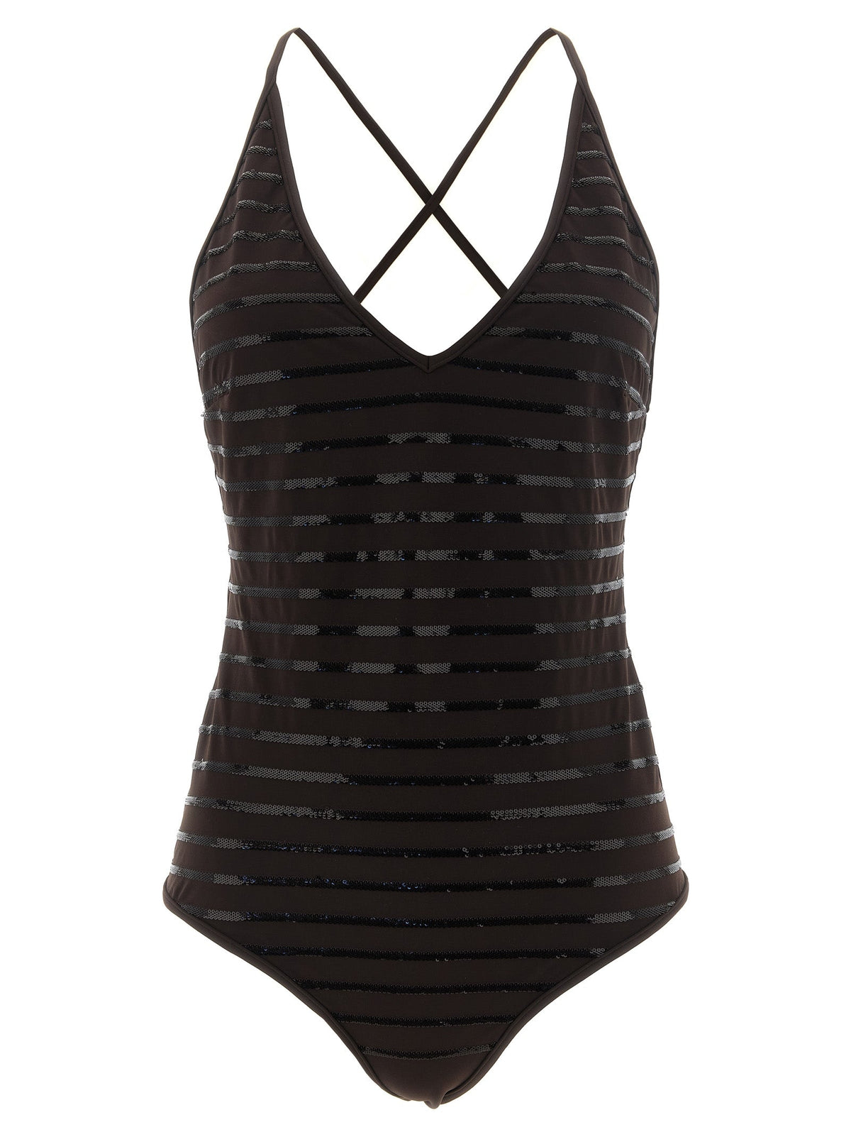 Brunello Cucinelli Brown Polyamide One-Piece Swimsuit