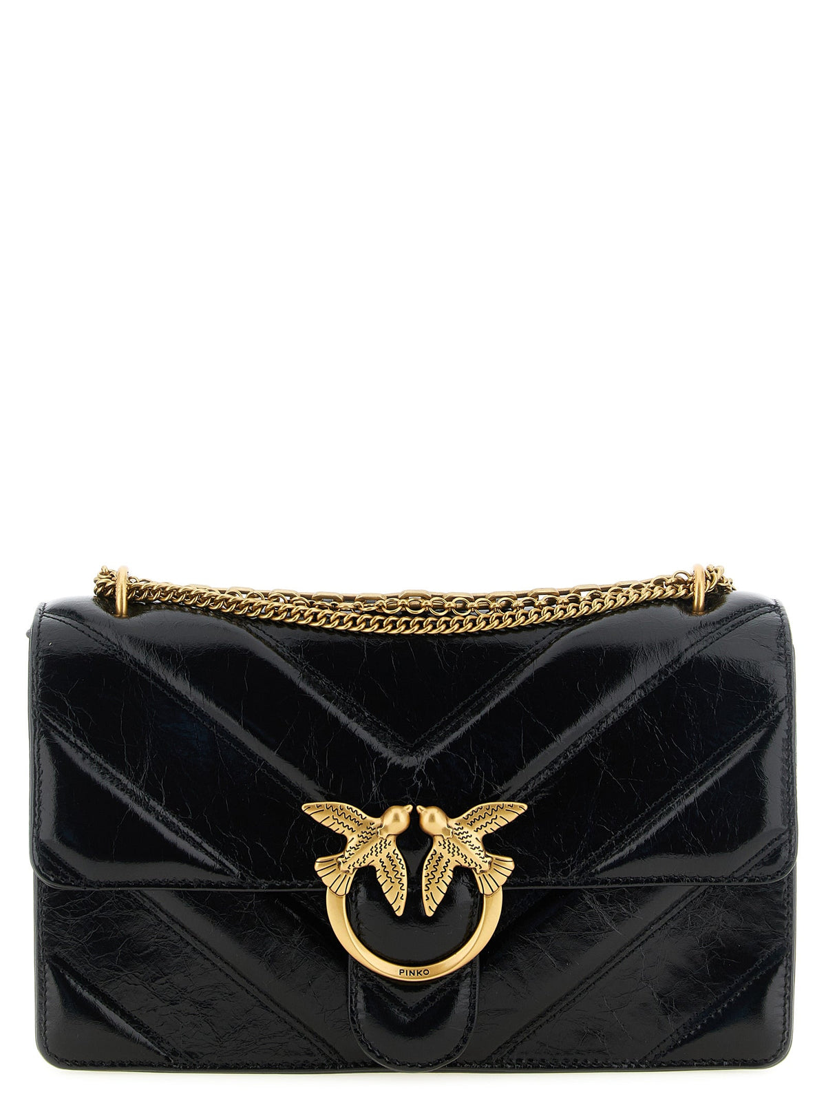 PINKO Black Calfskin Shoulder Bag