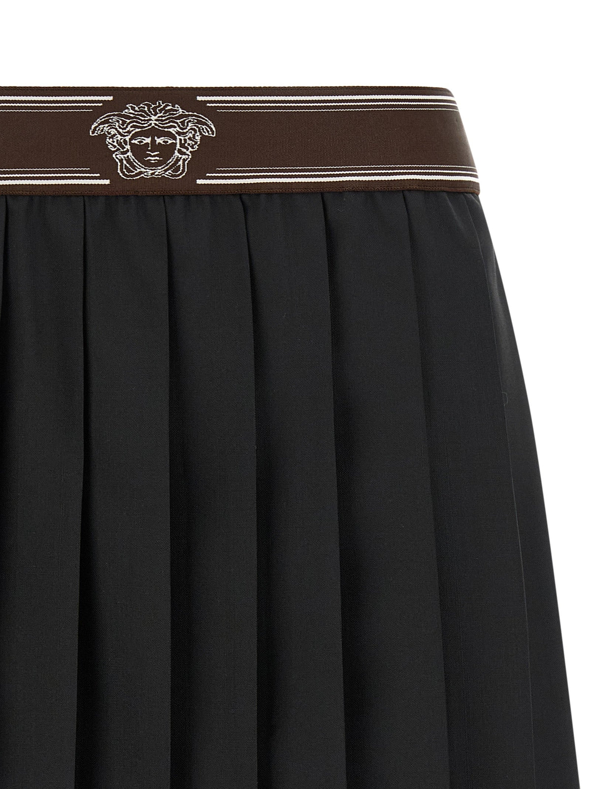 Versace Black Wool Long Skirt