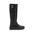 Chloé Black Calf Leather Bos Taurus Flat Boots