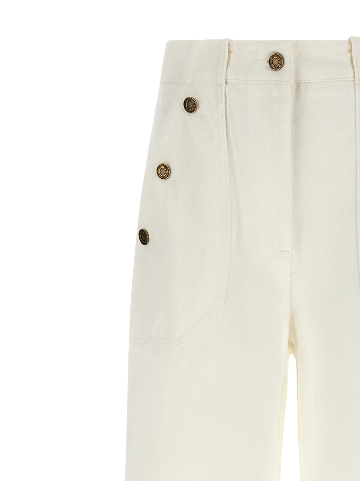Max Mara White Cotton Flared Pants