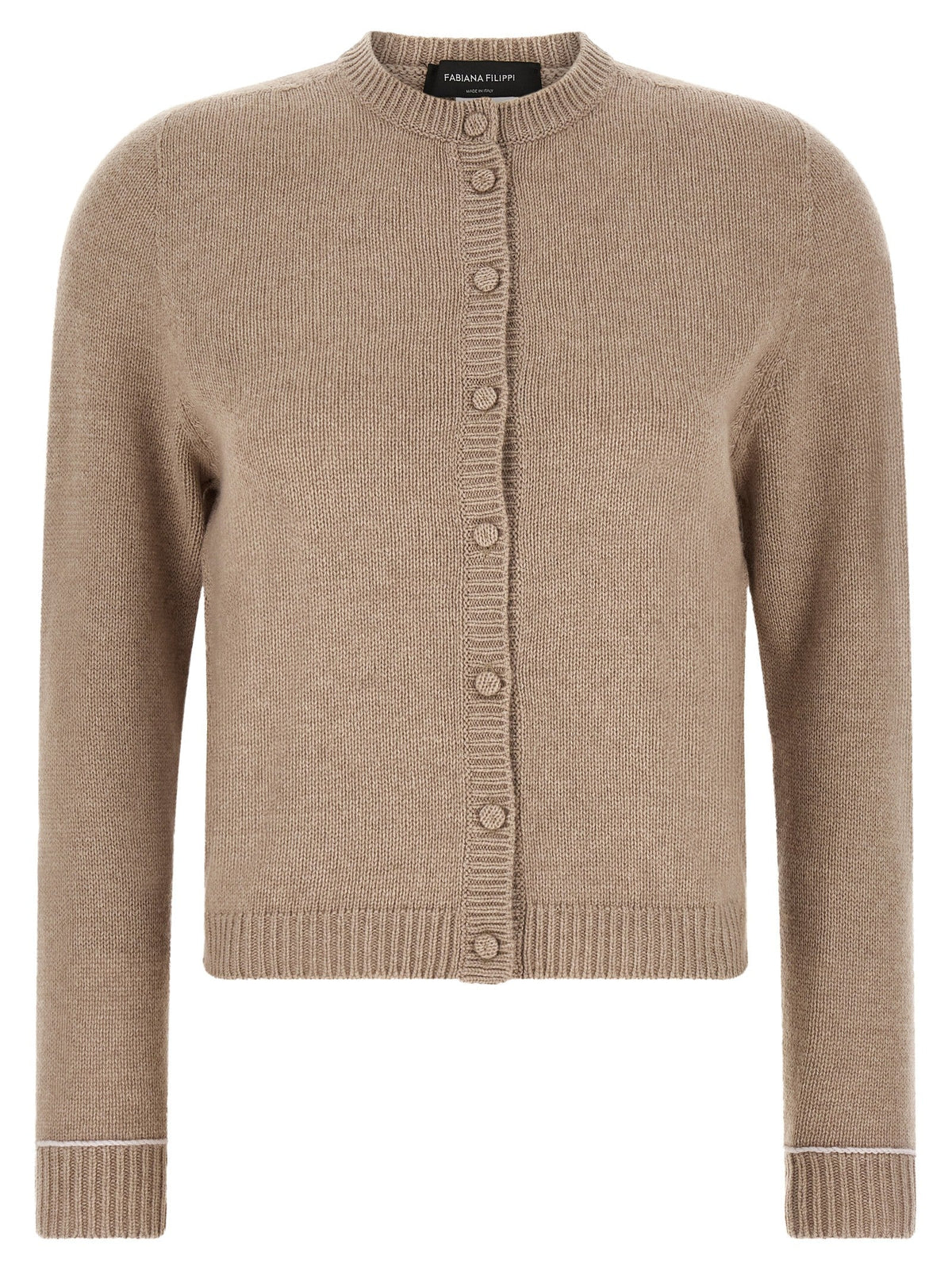 Fabiana Filippi Beige Virgin Wool Cardigan