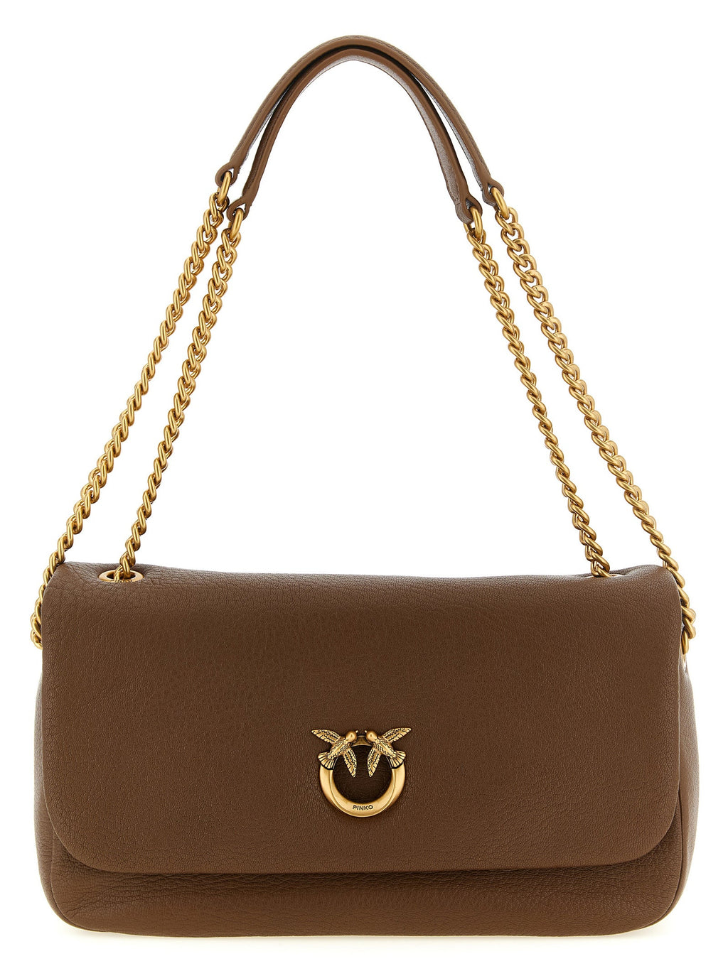 PINKO Brown Lamb Leather Shoulder Bag
