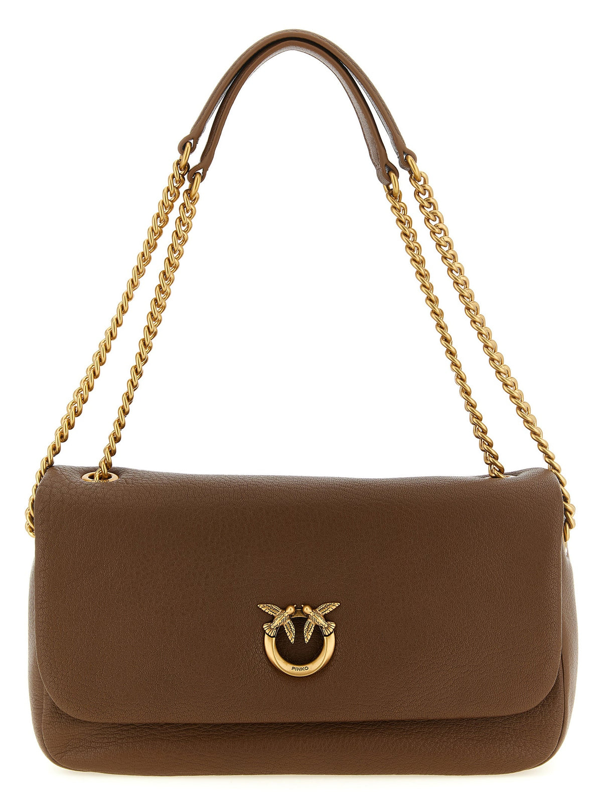 PINKO Brown Lamb Leather Shoulder Bag