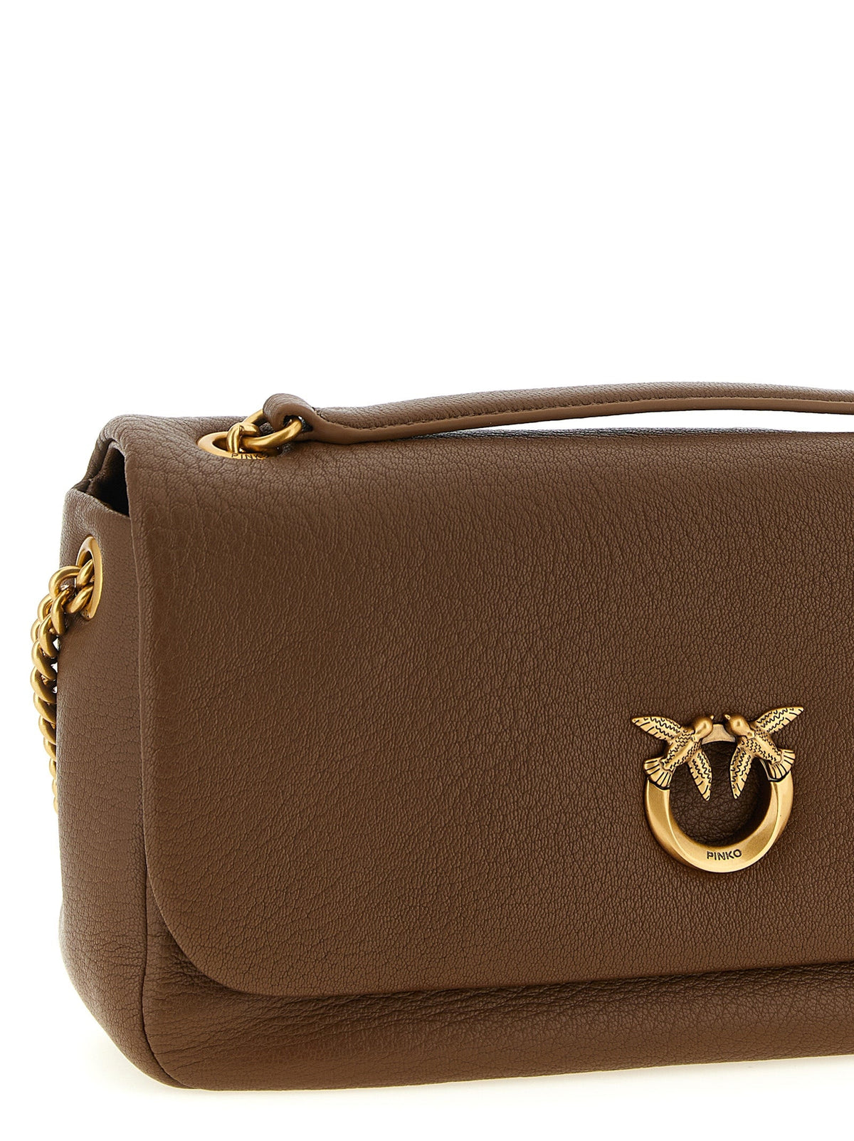 PINKO Brown Lamb Leather Shoulder Bag
