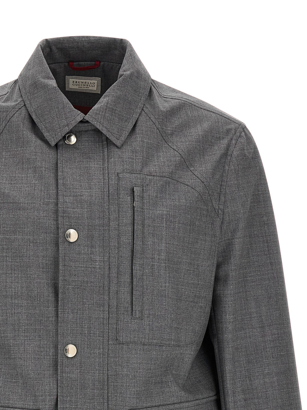 Brunello Cucinelli Gray Virgin Wool Full-Length Jacket