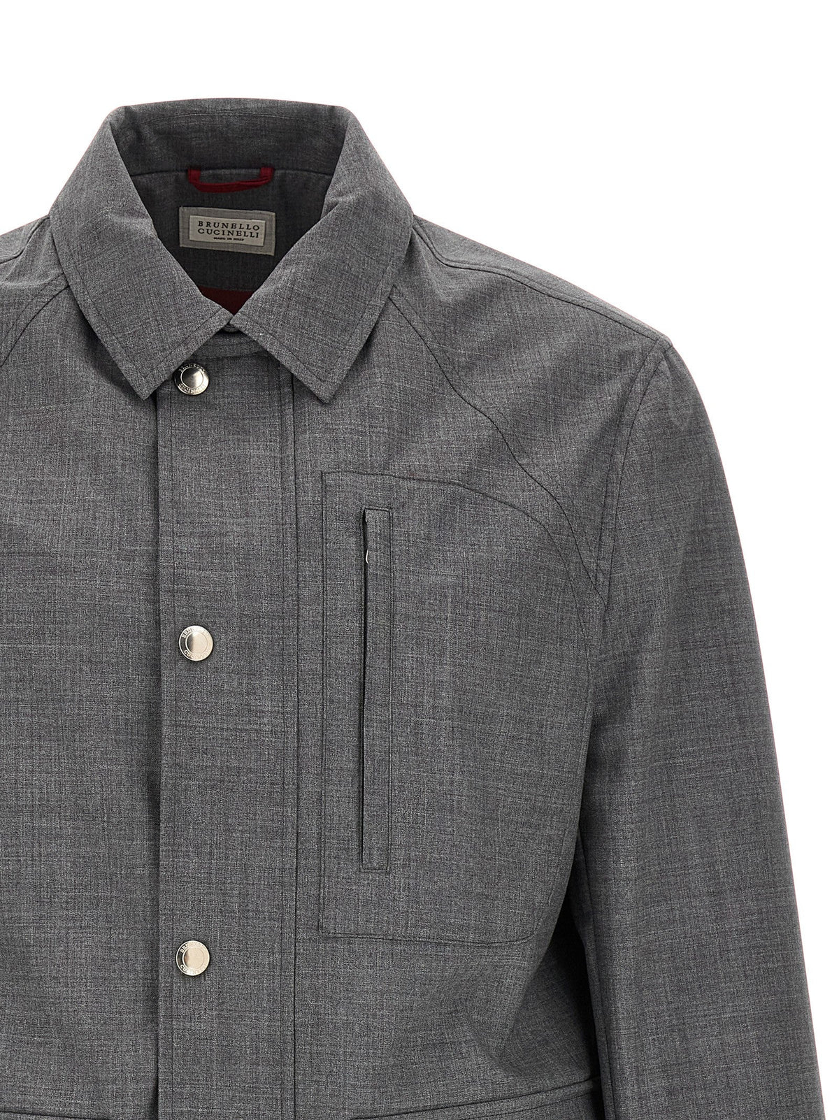 Brunello Cucinelli Gray Virgin Wool Full-Length Jacket