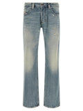 Diesel Blue Cotton Straight-Leg Jeans