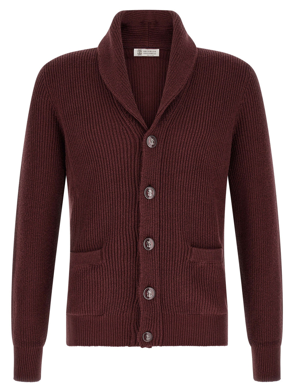 Brunello Cucinelli Bordeaux Cotton Cardigan