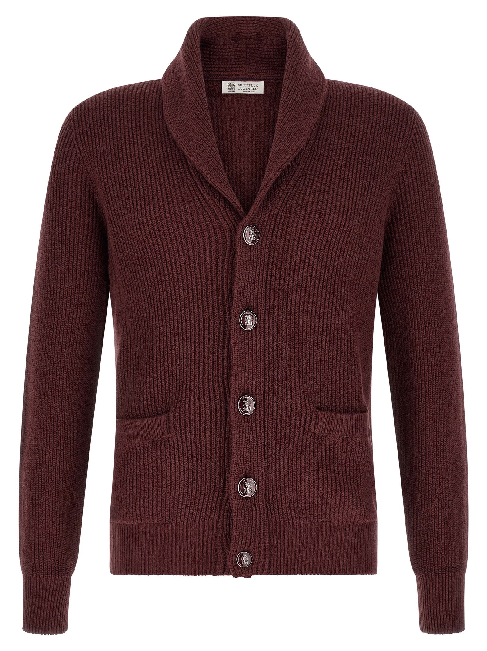 Brunello Cucinelli Bordeaux Cotton Cardigan