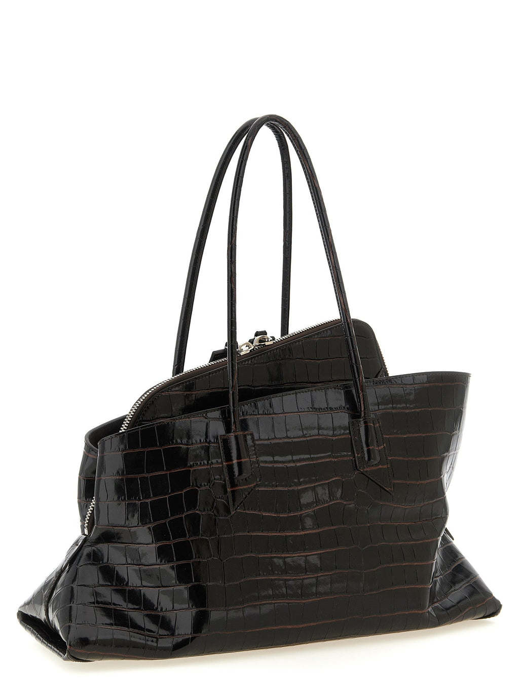 The Attico Brown Bovine Leather Shoulder Bag