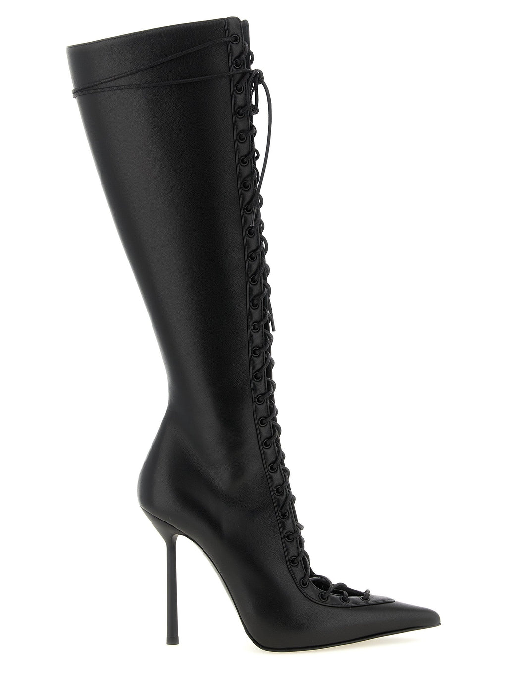 LE SILLA Black Lamb Leather Over The Knee