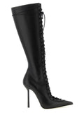 LE SILLA Black Lamb Leather Over The Knee