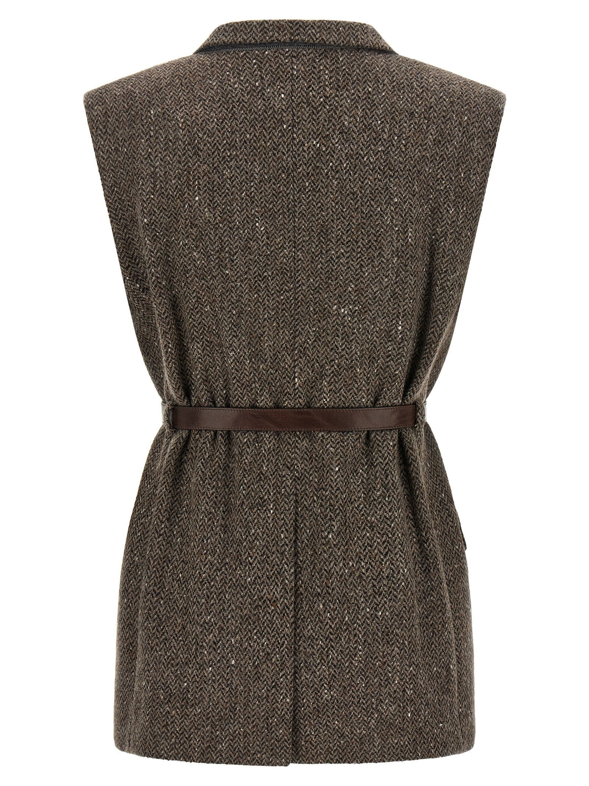Brunello Cucinelli Brown Virgin Wool Sleeveless Jacket