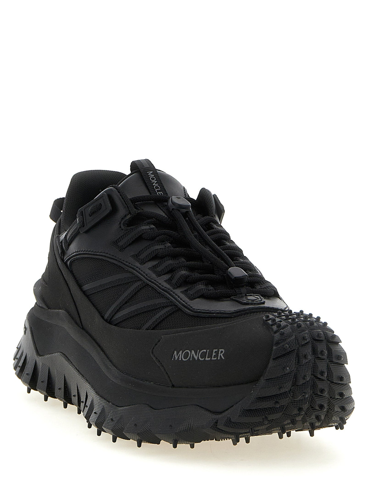 Moncler Black Leather Athletic Sneakers