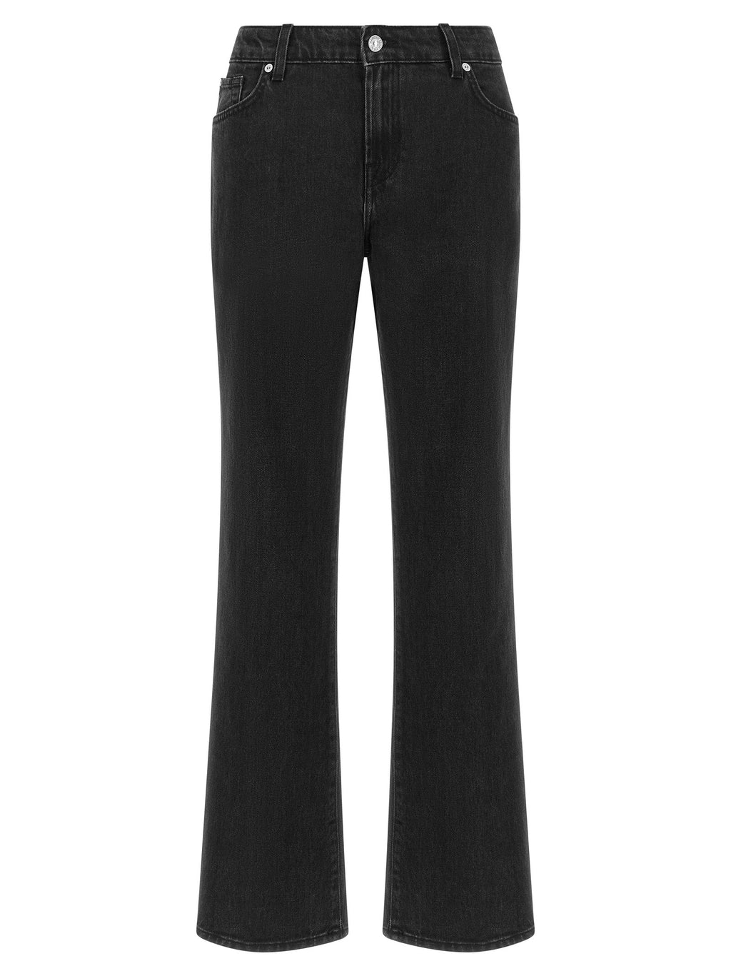 7 For All Mankind Black Cotton Flared Jeans