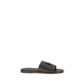 Dolce & Gabbana Brown Calf Leather Bos Taurus Flat Sandals