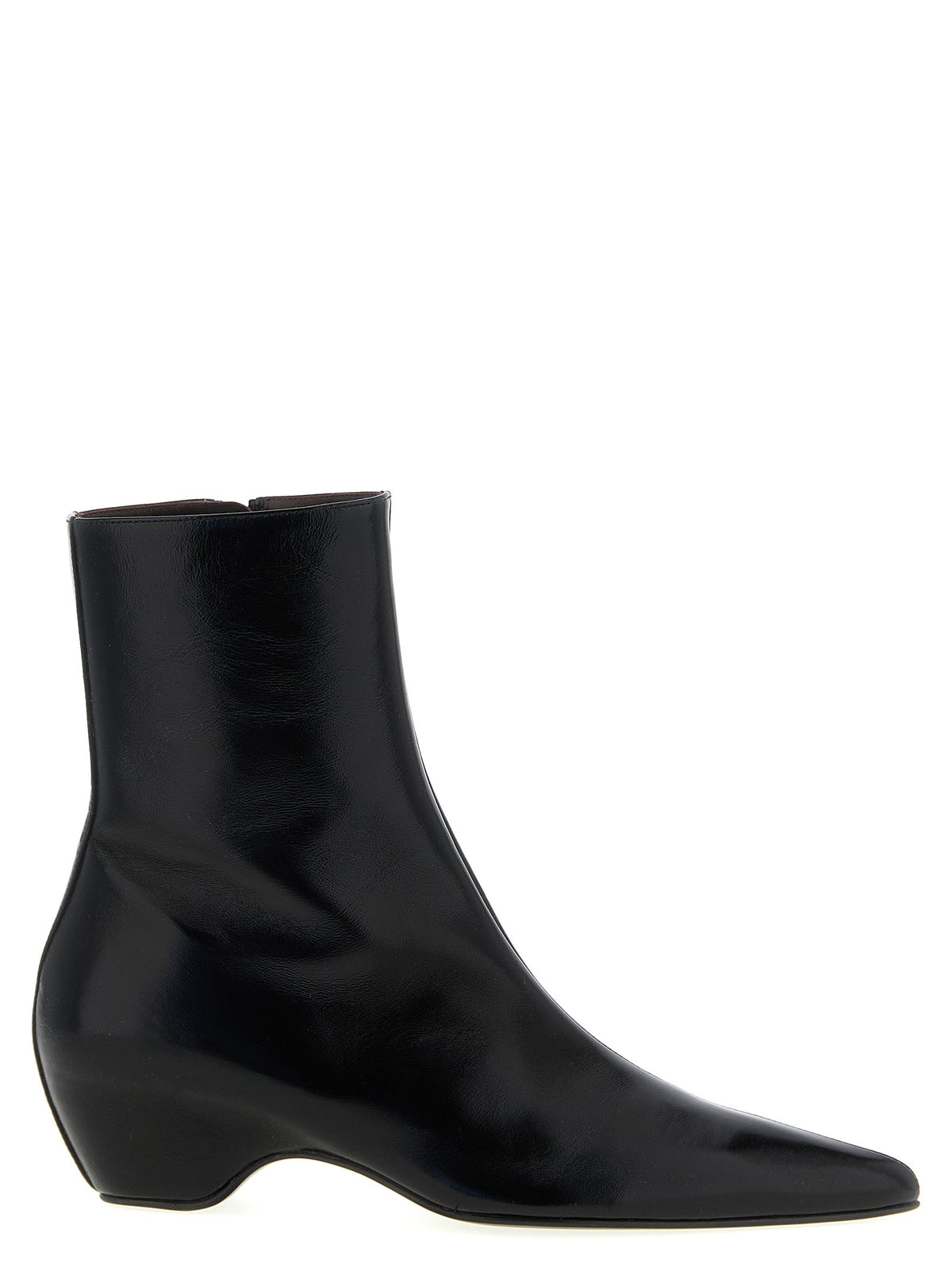 Khaite Black Calfskin Ankle Boots