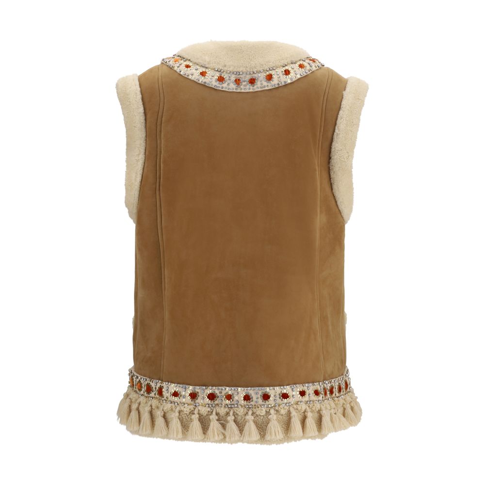 Valentino Garavani Beige Lamb Ovis Aries Sleeveless Jacket