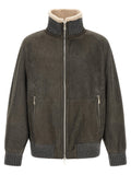 Brunello Cucinelli Gray Lamb Leather Leather Jacket