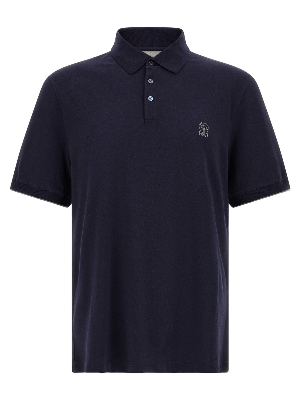 Brunello Cucinelli Blue Cotton Polo Shirt