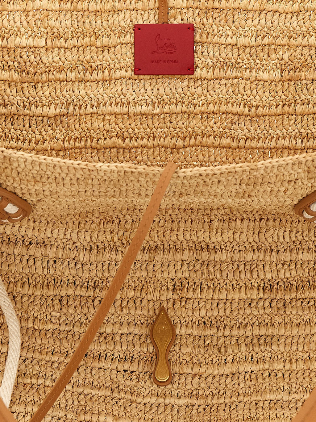 Christian Louboutin Beige Raffia Tote Bag
