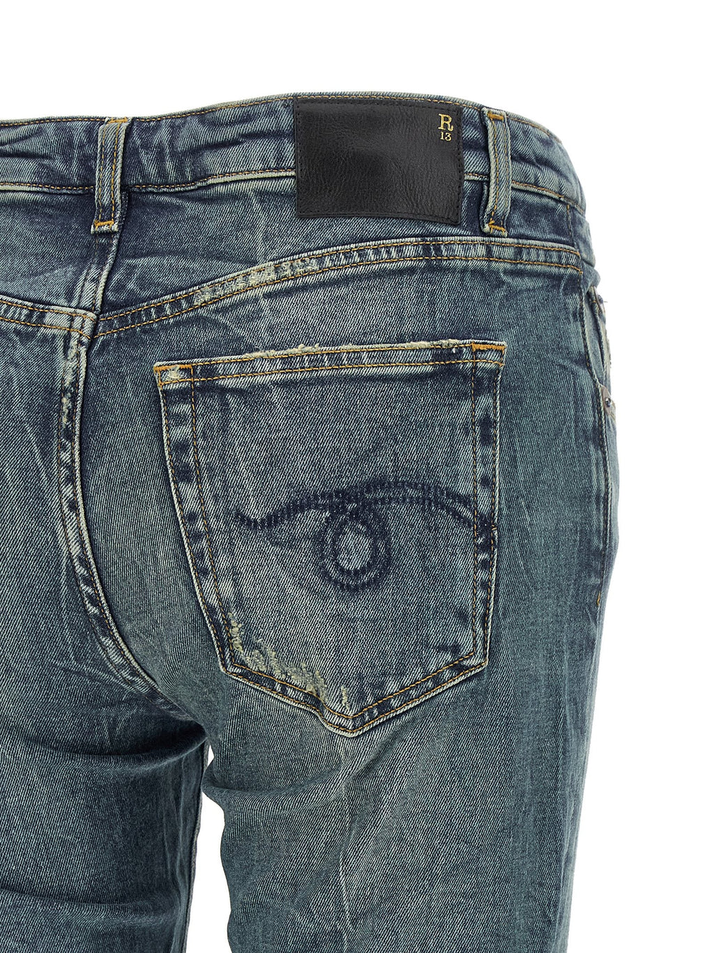 R13 Blue Cotton Flared Jeans