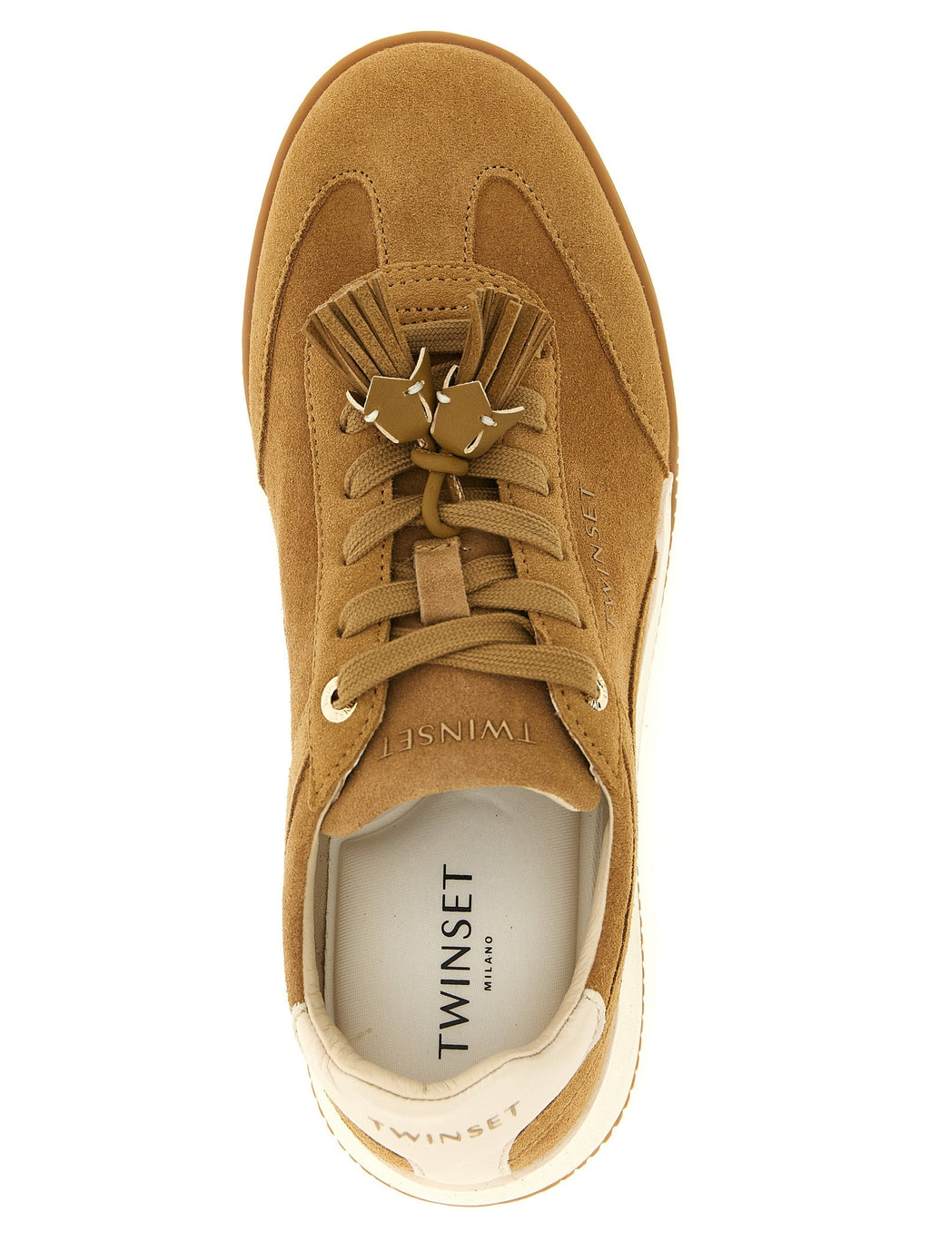 Twinset Beige Leather Low Top Sneakers