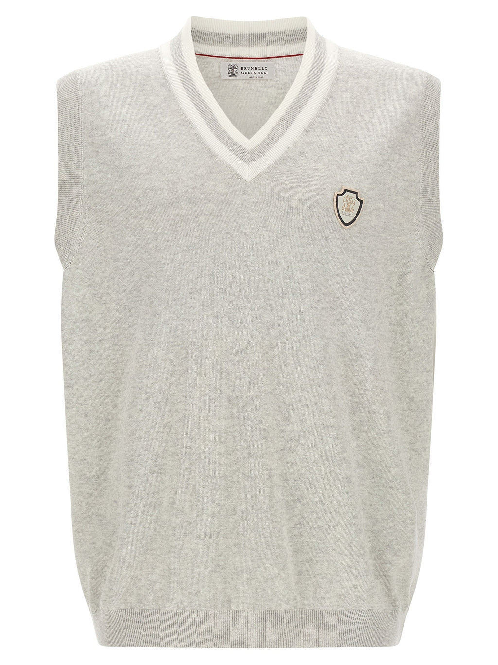 Brunello Cucinelli Gray Cotton Sleeveles Sweater