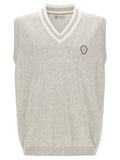 Brunello Cucinelli Gray Cotton Sleeveles Sweater