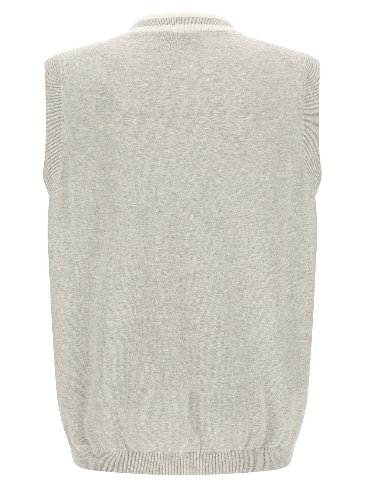 Brunello Cucinelli Gray Cotton Sleeveles Sweater