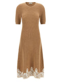 Alberta Ferretti Brown Cashmere Midi Dress