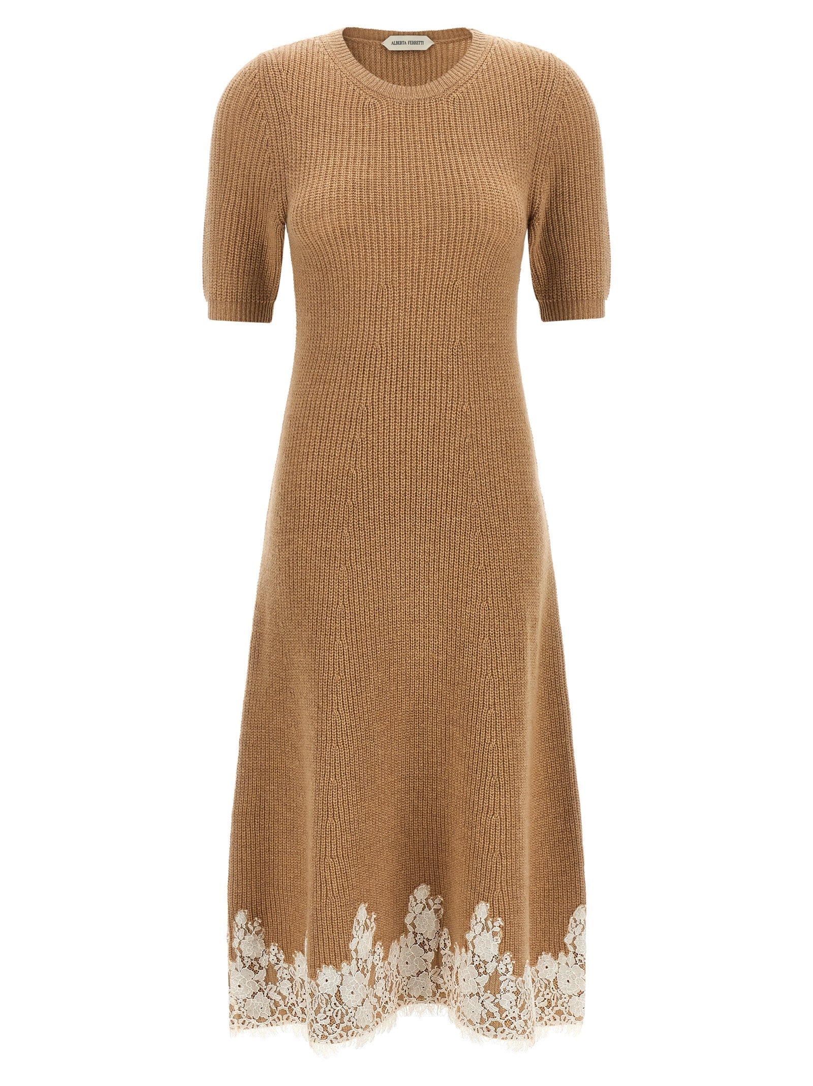 Alberta Ferretti Brown Cashmere Midi Dress