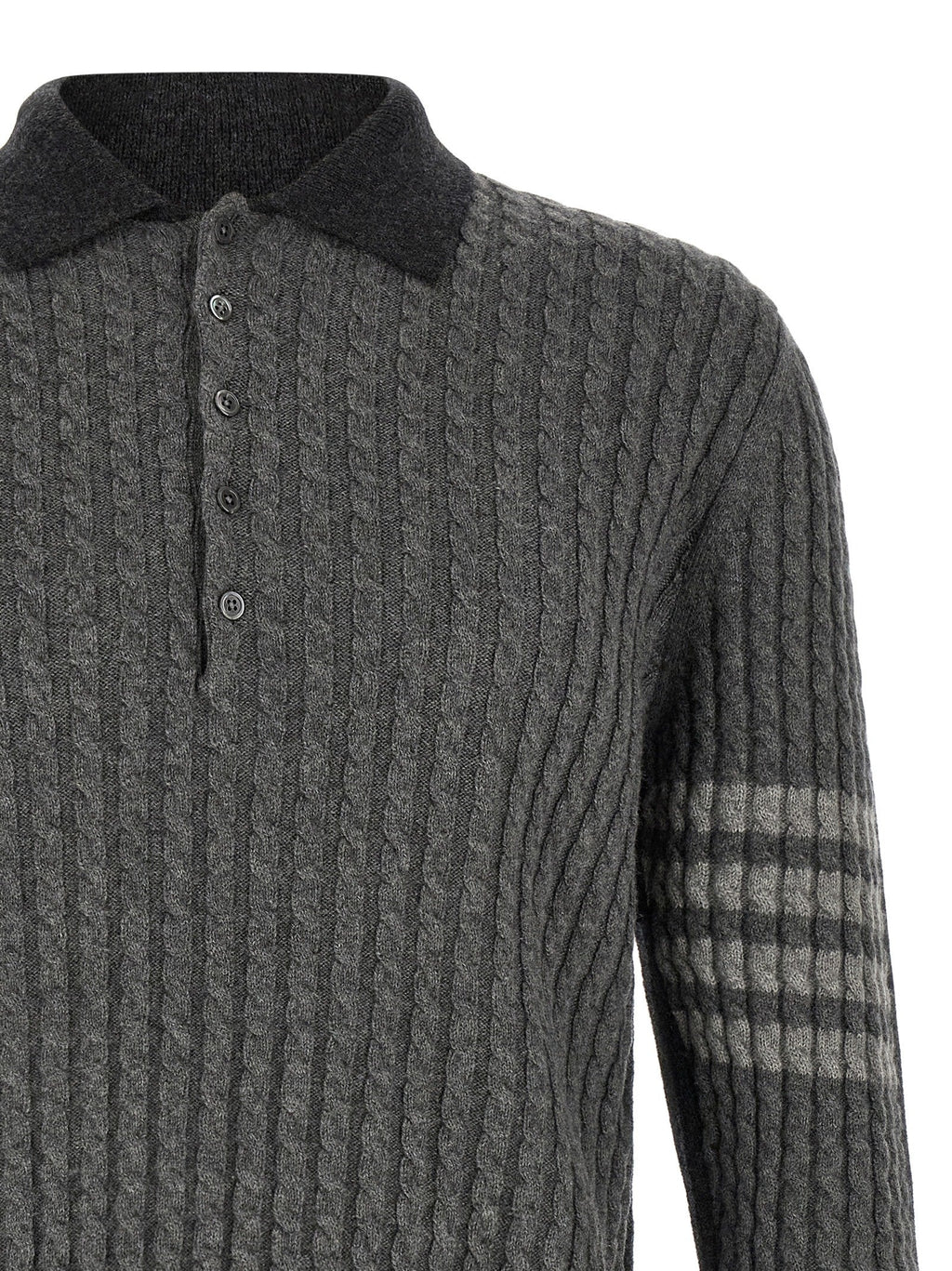 Thom Browne Gray Virgin Wool Polo Shirt