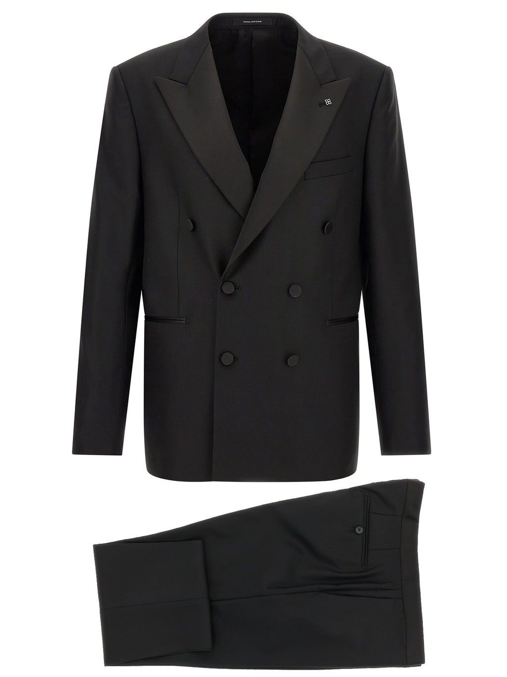 Tagliatore Black Virgin Wool Two-Piece Suit
