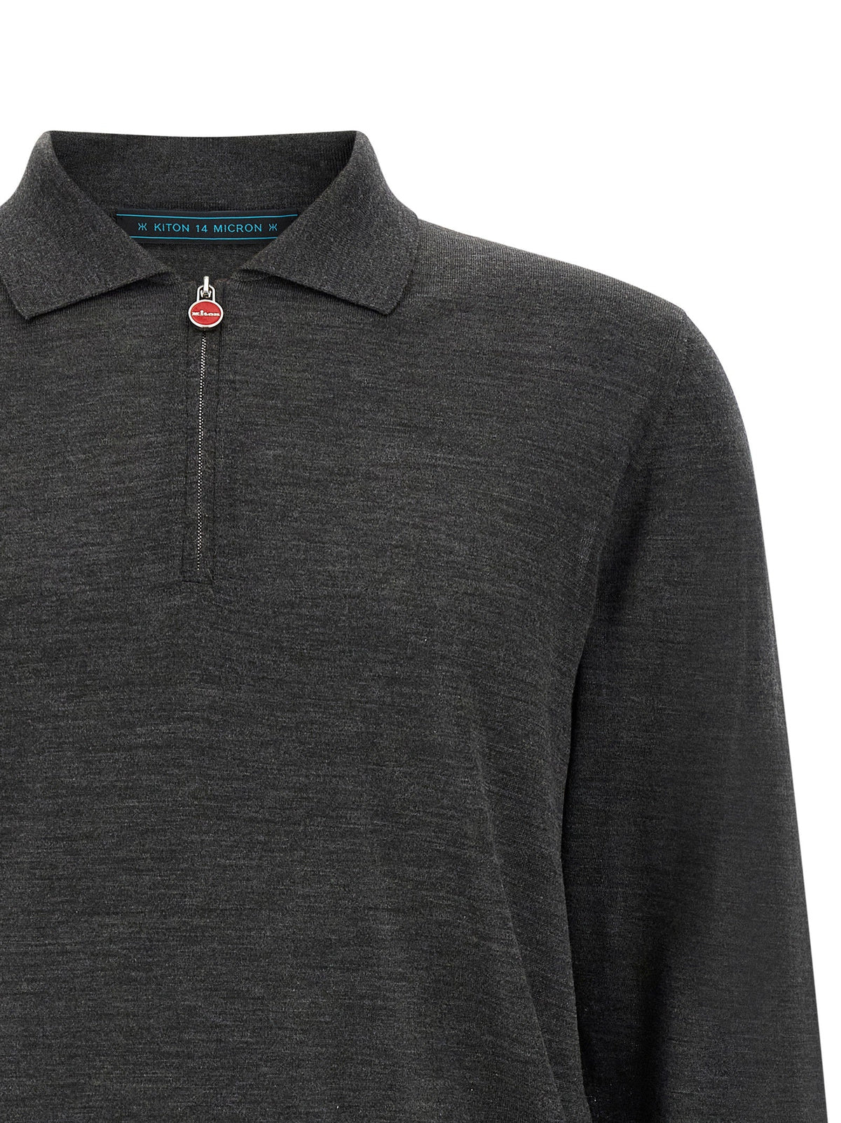 Kiton Gray Wool Polo Shirt