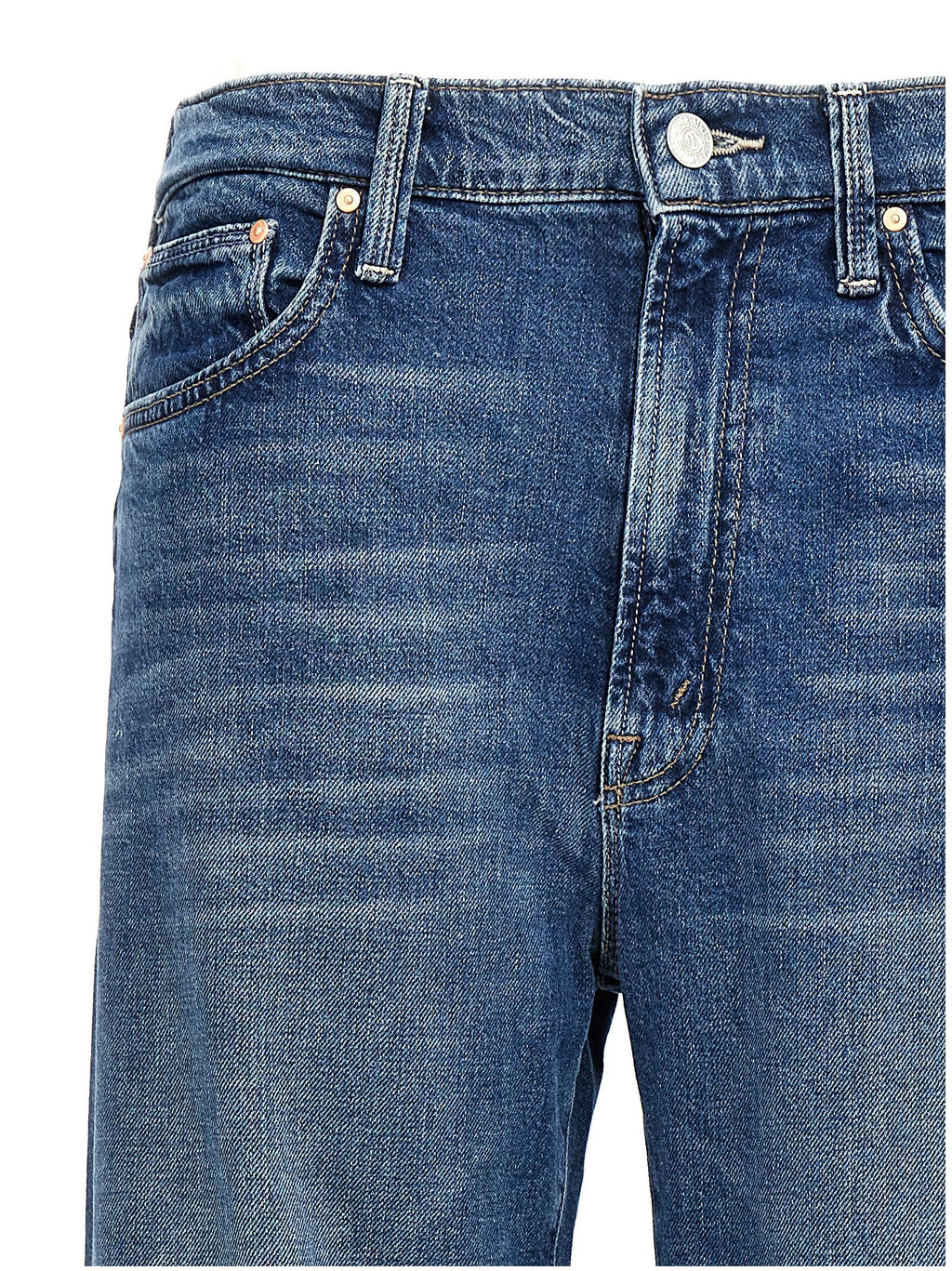 Mother Denim Blue Cotton Straight-Leg Jeans