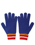 Dolce & Gabbana Blue Striped Wool DG Logo Embroidered Gloves