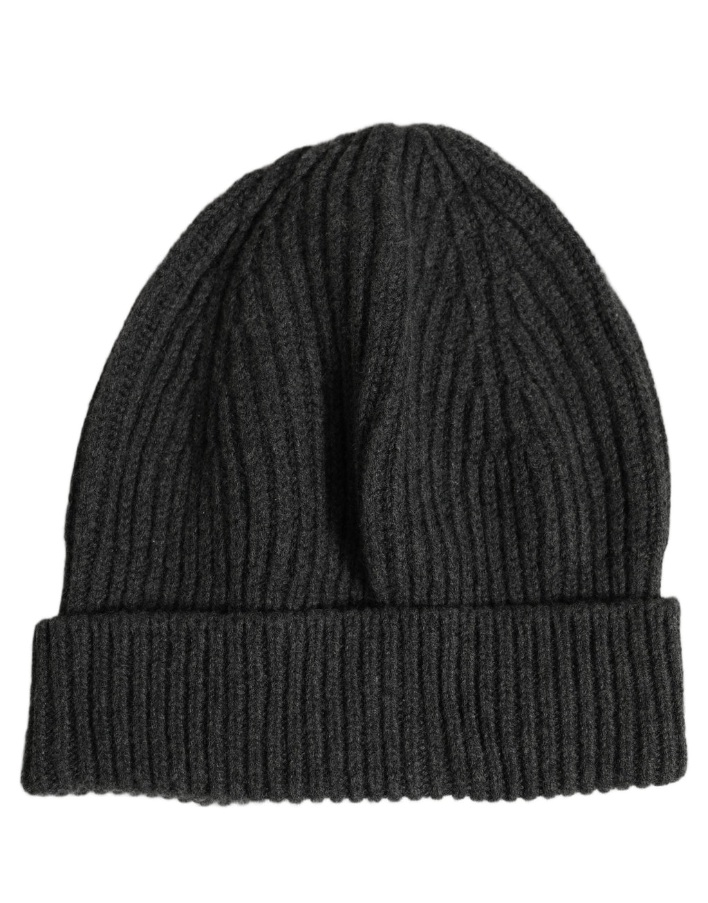 Dolce & Gabbana Men Charcoal Grey Ribbed Wool Knit Beanie One Size Hat