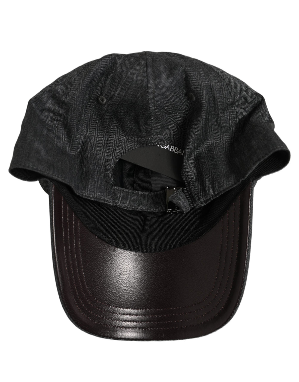 Dolce & Gabbana Men Dark Gray Herringbone Baseball Cap Hat